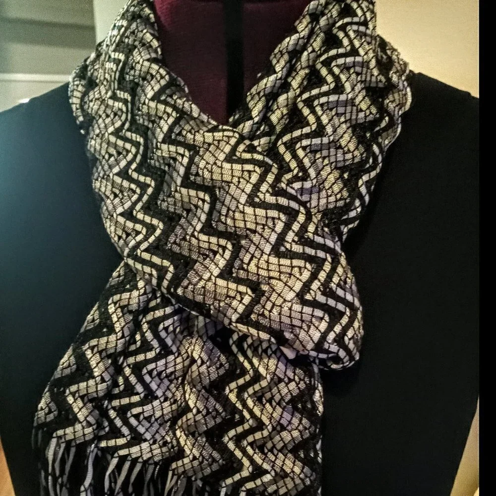 Collection XIIX Open Weave Scarf with Fringe